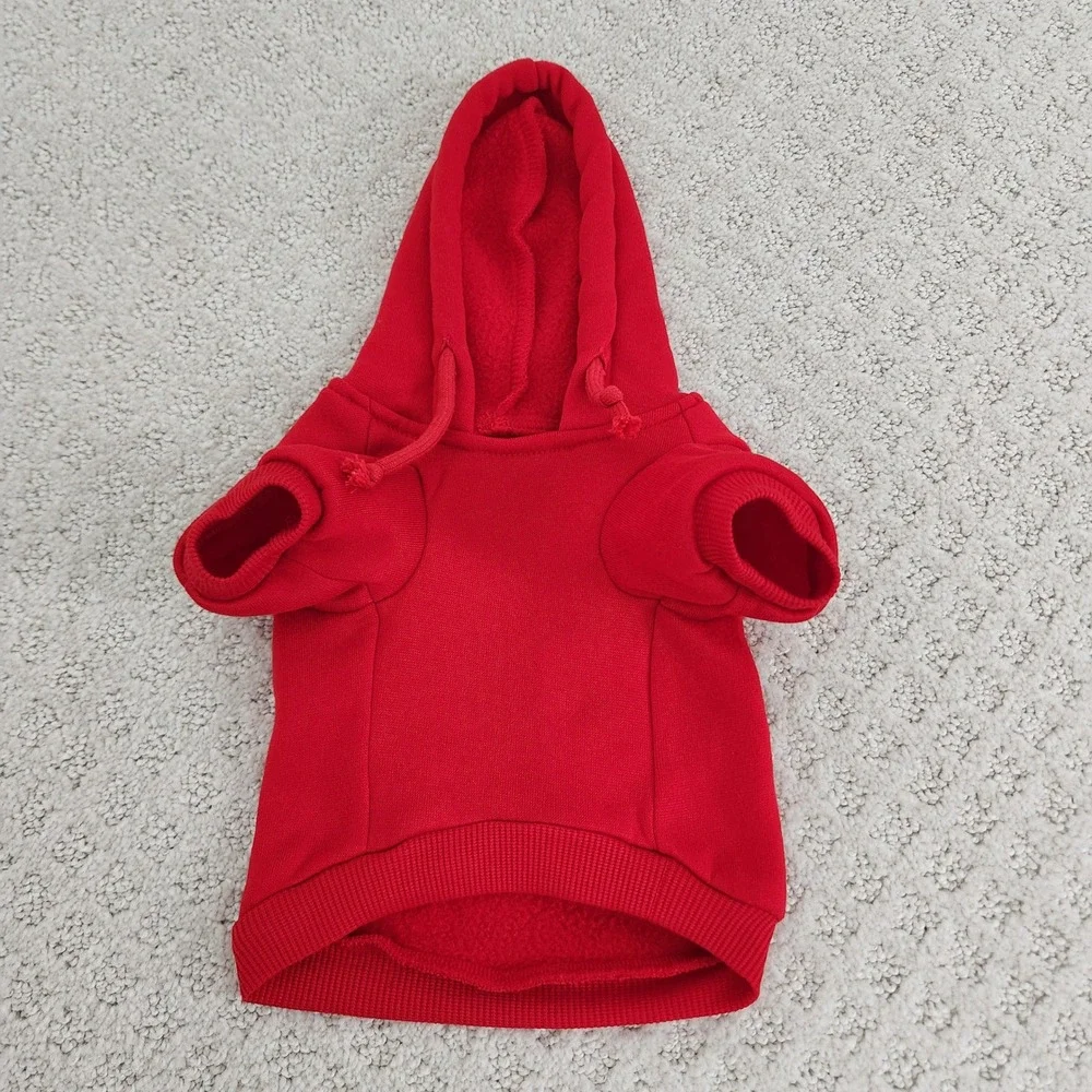 Buc-ee's Red Dog Hoodie Beaver Logo Graphic Pet Sweatshirt Souvenir size S
